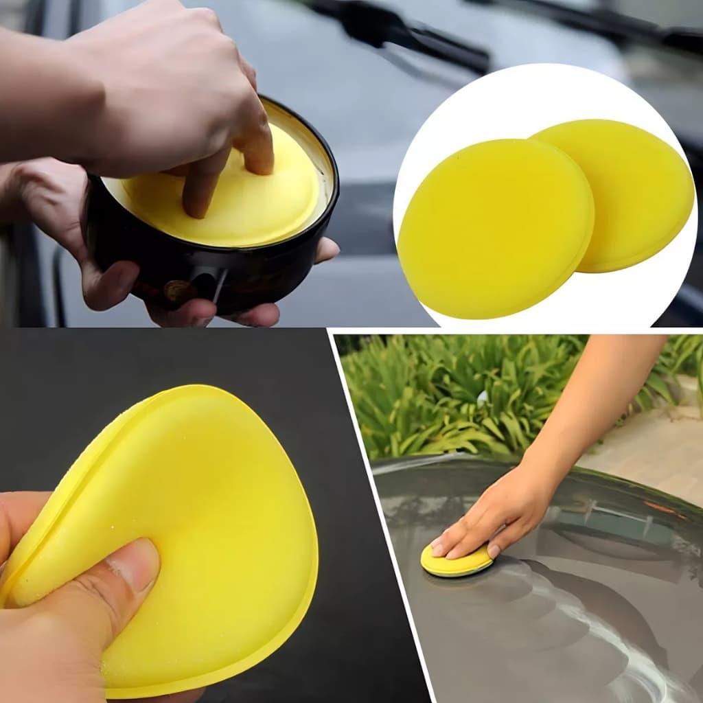 Esponjas Para Carro Redonda Espuma Aplicadora de Cera - Esponjas Amarelas