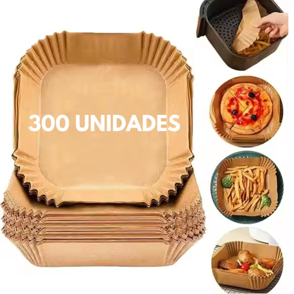 300 Formas de Papel Quadrada Descartavel Antiaderente Para Airfryer Forro Cesto Cestinha Não Gruda
