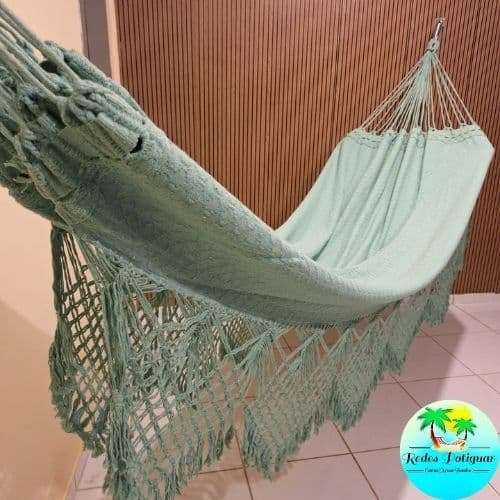 rede de descanso dormir verde agua casal reforçada gigante 4,20m algodão tradicional premio