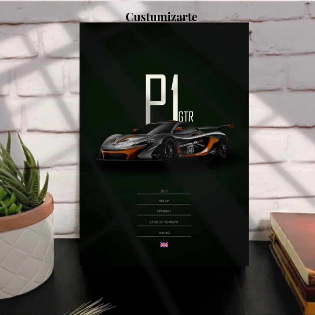 1 Quadro Decorativo Carro/Mc Laren P1 Gtr/Decoração Casa, Escritório, Oficina, Quarto.