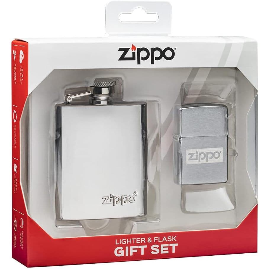 Zippo - Kit Presente Isqueiro + Cantil Inox - Original