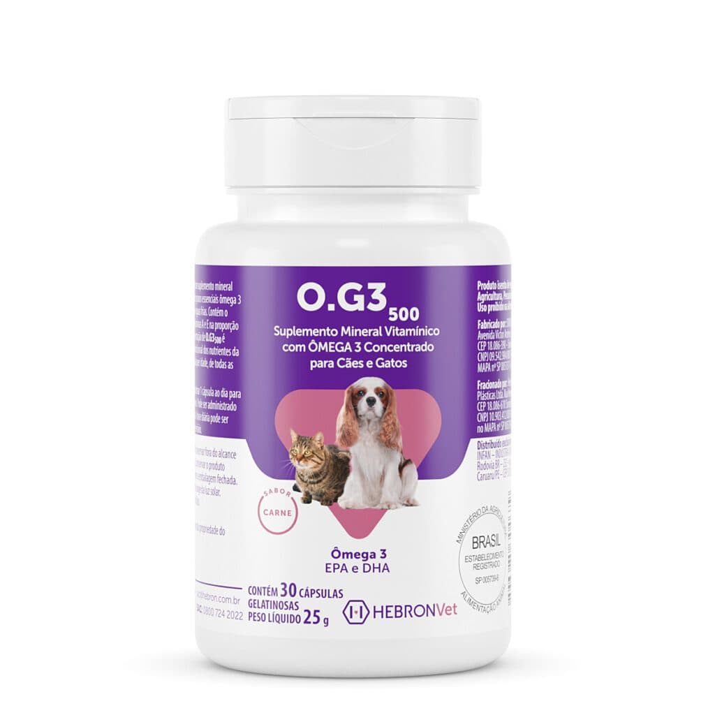 Suplemento Mineral Vitamínico O.G3 500 HebronVet Cães e Gatos