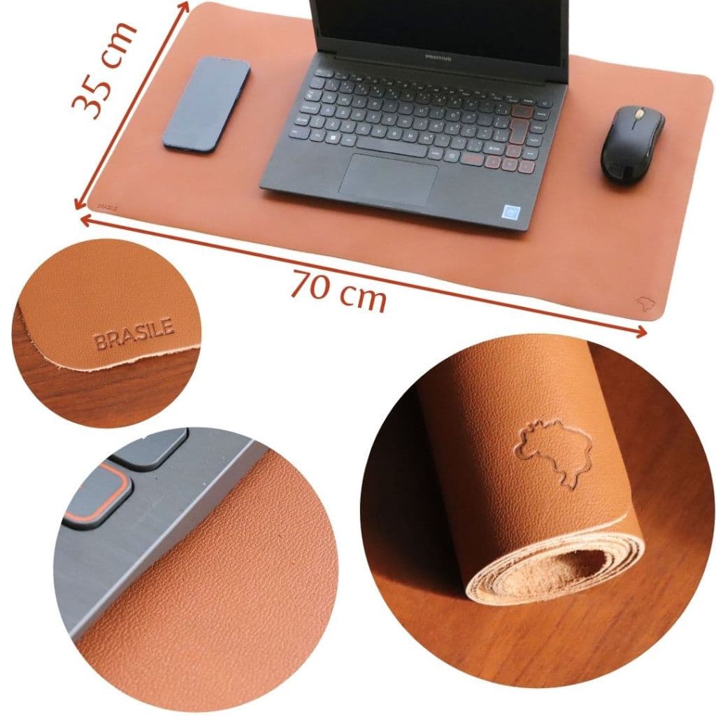 Mouse Pad Grande Desk Pad Gamer Tapete Mesa Couro Legítimo Curtume Marca BRASILE