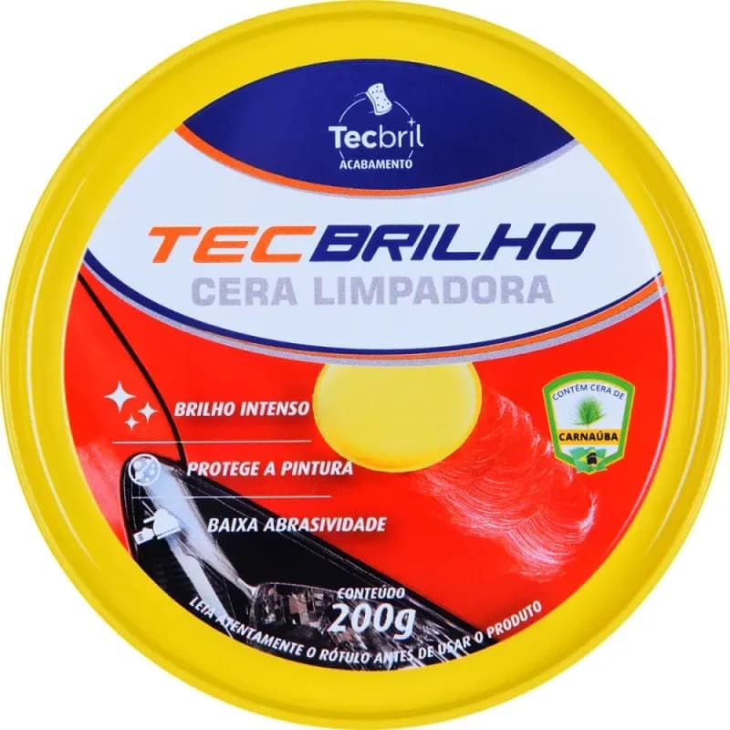 Cera Limpadora Automotiva com Carnaúba Brilho Intenso 200g Tec Bril