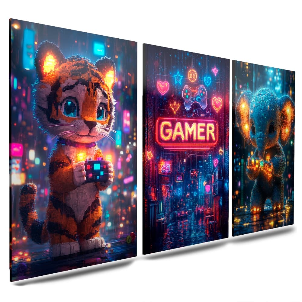 quadros mdf fotos decorativos video gamer animais sala quarto