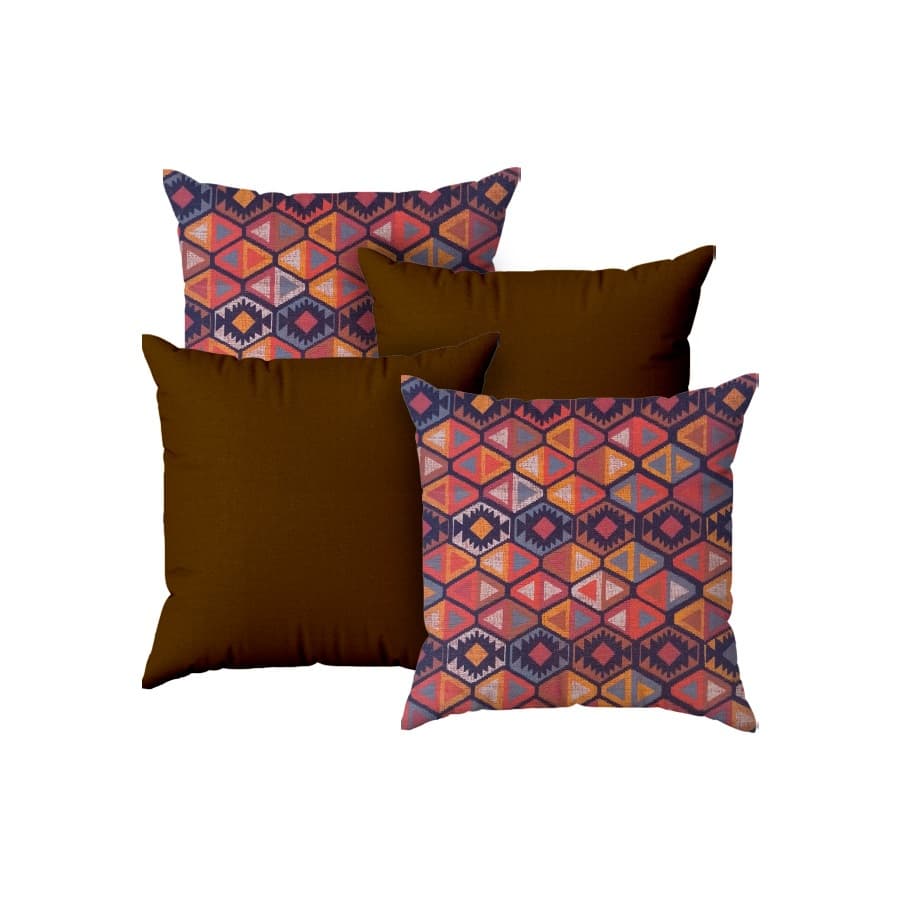 Kit Com 04 Capas Para Almofadas Decorativas Floral e Liso Com Zíper Decoração Quarto e Sala