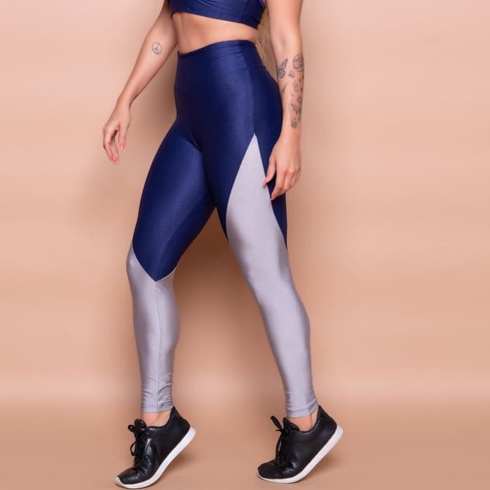 Legging para Academia Feminino Metallic Blue calça Legging Treinos e Esportes FD Modas