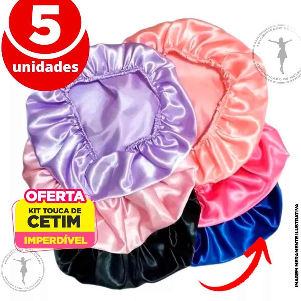 kit 5 Touca De Cetim Ajustável AntiFrizz Cacho Liso Trança Protege Cabelos Anti Quedas Capacete Antifrizz