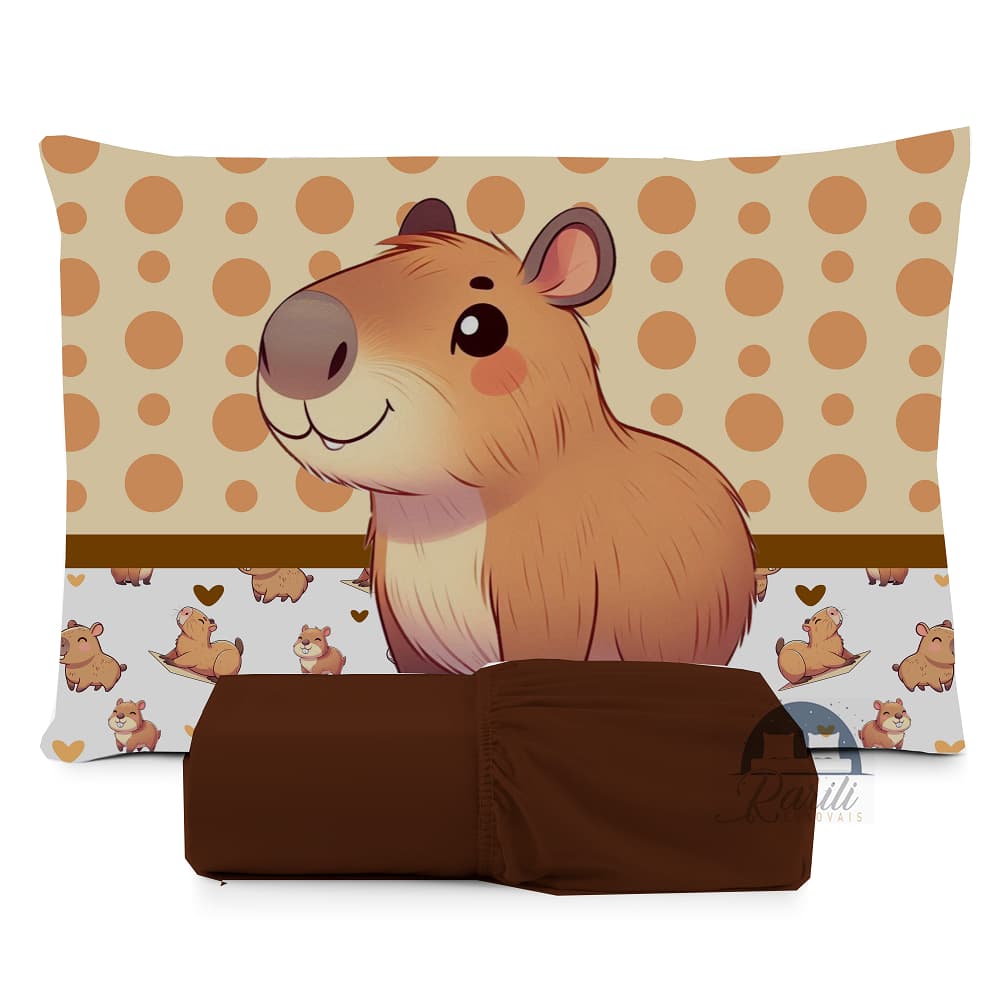 JOGO DE LENÇOL SOLTEIRO INFANTIL CAPIVARA FOFA MENINO LENÇOL DE ELASTICO