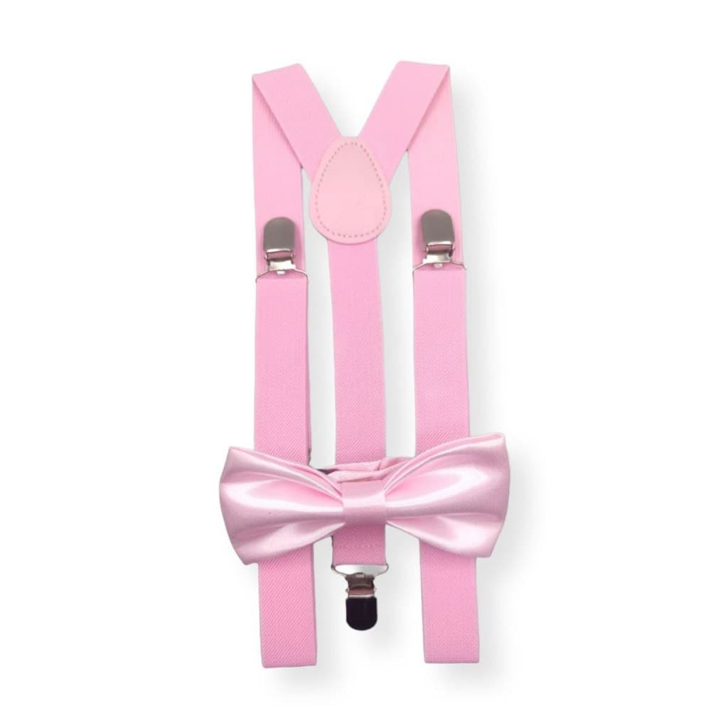 Kit Suspensório Rosa Bebê Gravata Borboleta Adulto Infantil