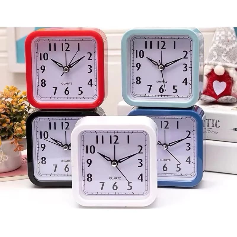 Relógio Despertador de Mesa Quadrado Analógico Quartz