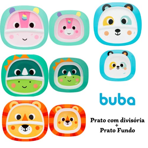 Kit PRATO infantil 2 peças bebê Buba introdução alimentar prato divisória bowl alimentação infantil