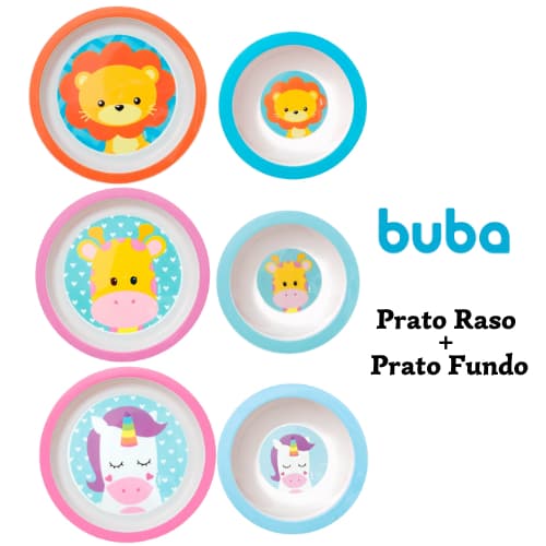 Kit PRATO infantil 2 peças bebê Buba introdução alimentar prato bowl alimentação infantil refeição