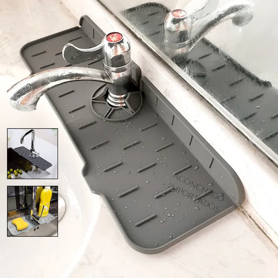 Tapete Protetor Para Pia De Silicone Escorredor De Água Lavável Moderno Para Banheiro Cozinha