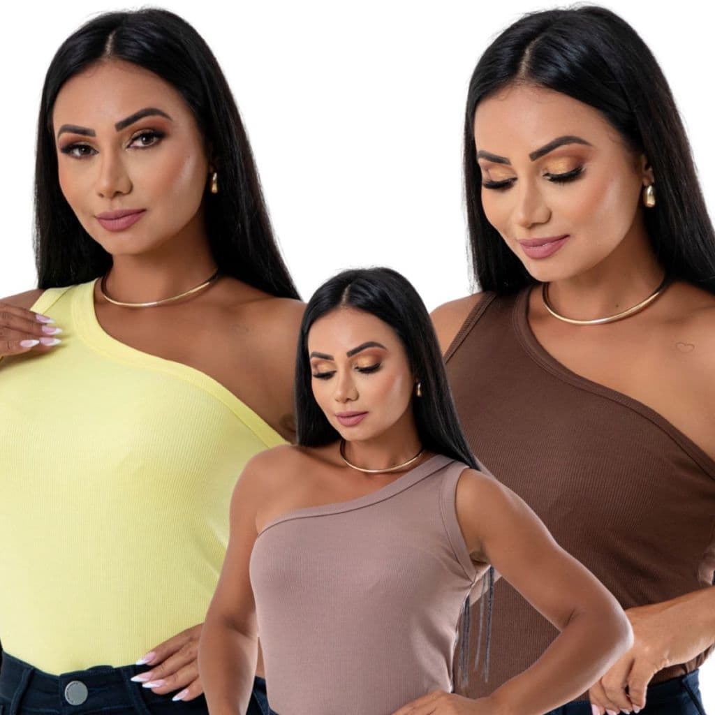 Kit 2 Cropped Regata Feminina Com Alça Única Tendência 2025 Na Ribana Canelada