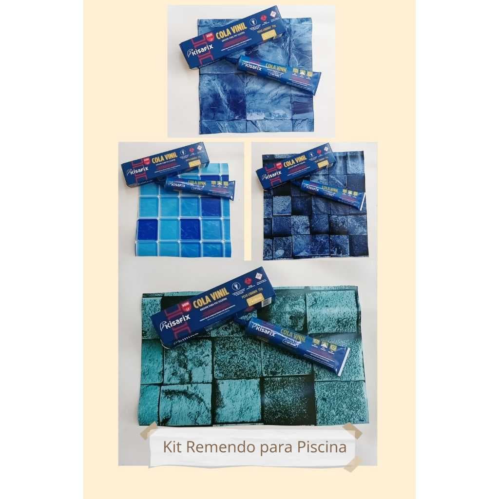 Kit Para Remendo de Piscina de Vinil Cola + Faixa de Vinil 10cm x 35cm ESTAMPA SORTIDA