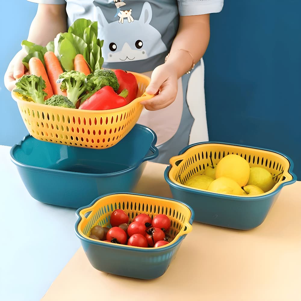 Escorredor De Massa Grande Cesta De Drenagem Multifuncional Utensílios Para Cozinha Plástico Kit