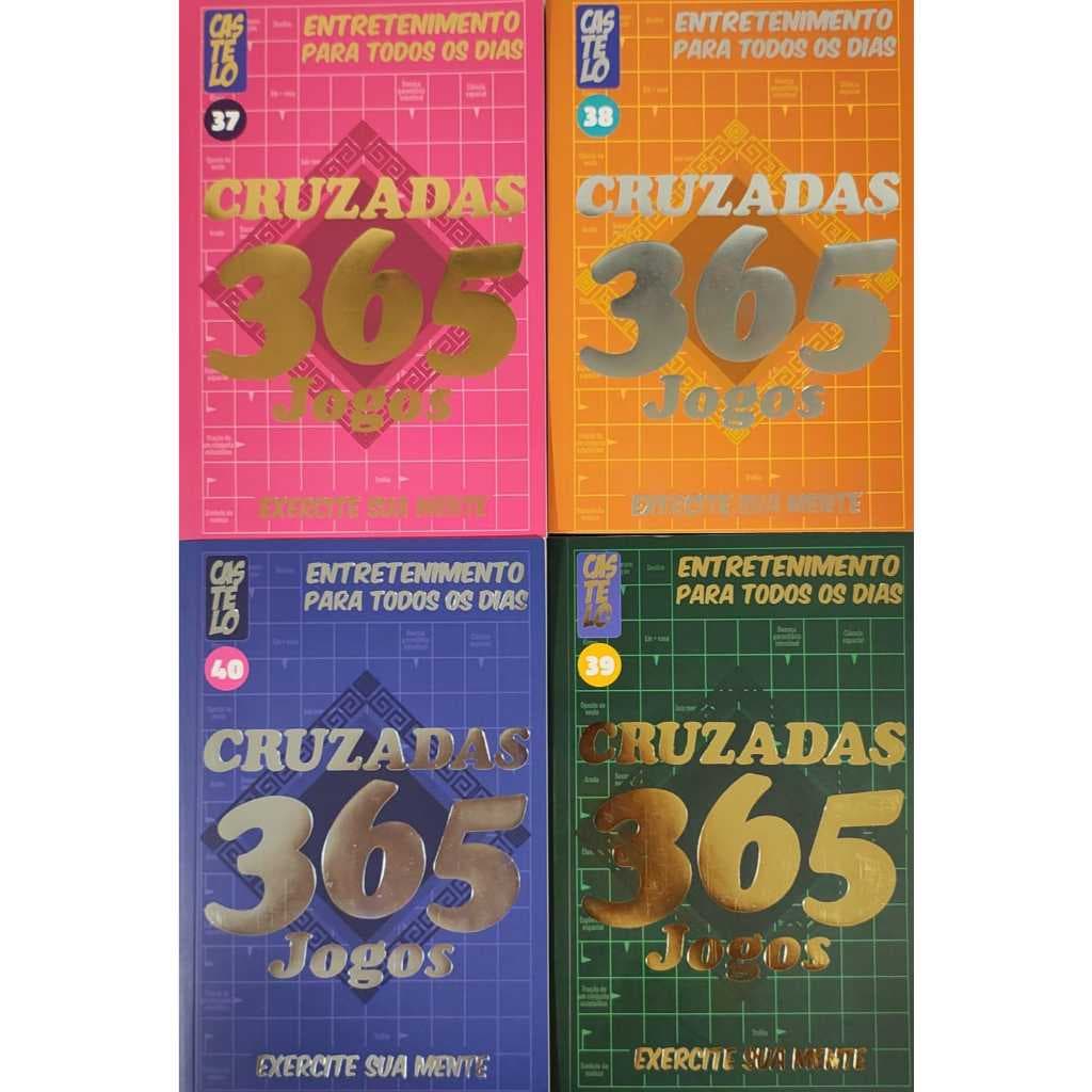 kit com 4  revistas de 365 jogos de palavras cruzadas
