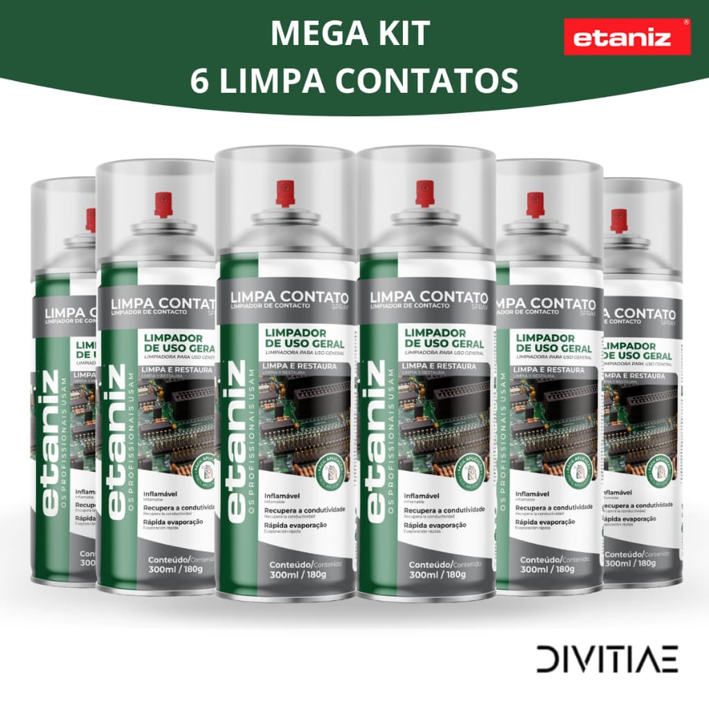 Kit 6 Limpa Contato Eletrônico Uso Geral 300ml - Etaniz