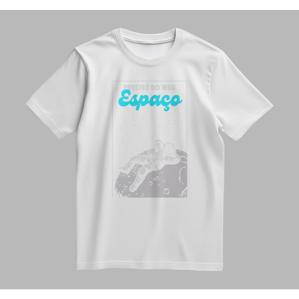 Camiseta Básica Estampa Preciso do Meu Espaço Casual Confortável Cores