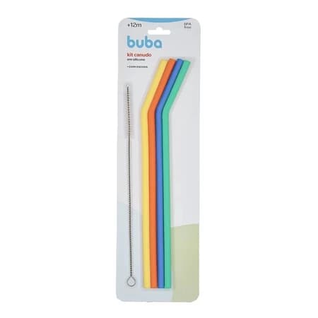 Kit 4 Canudo de Silicone com Escova - Buba