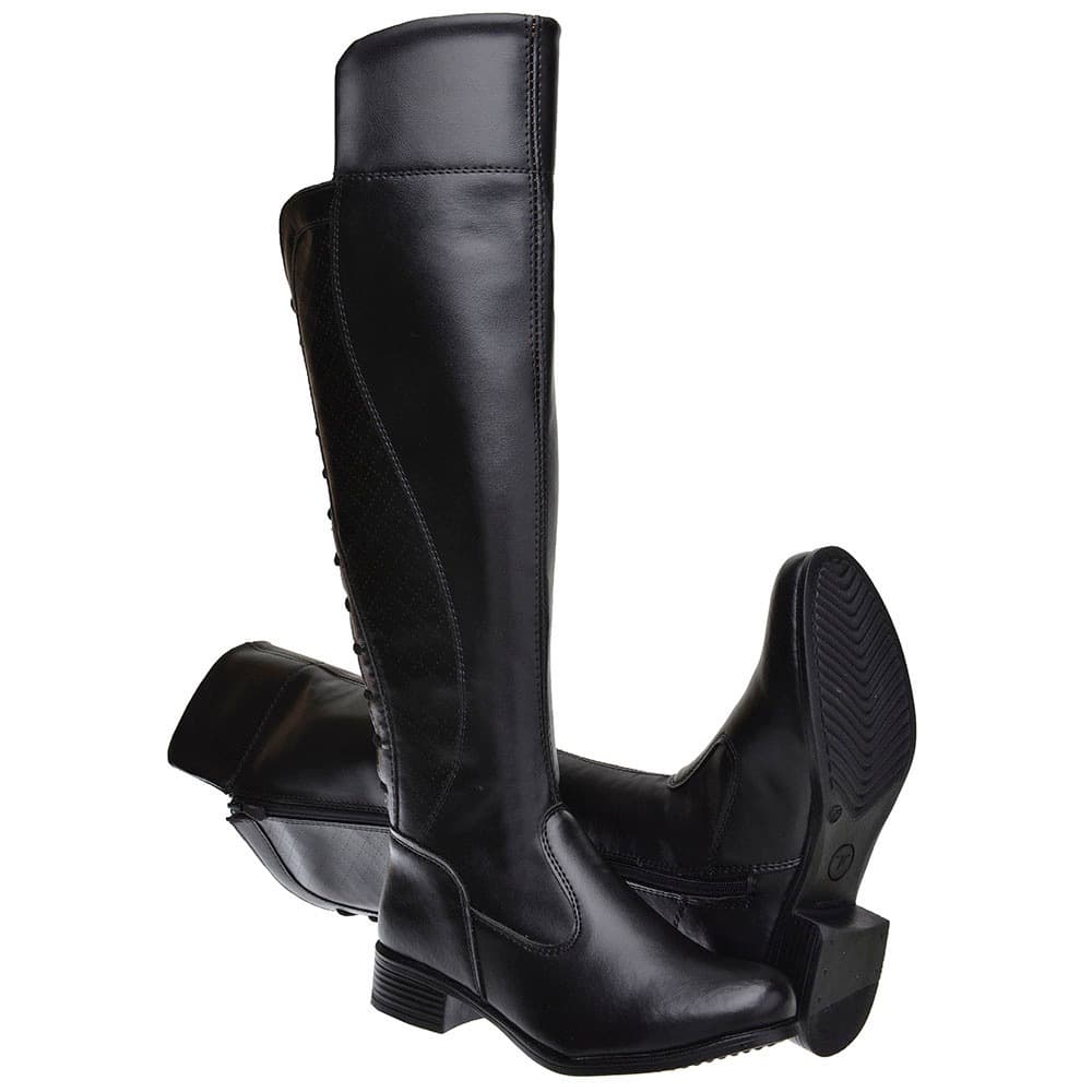Bota Over The Knee Montaria Cano Longo Preto Amarração