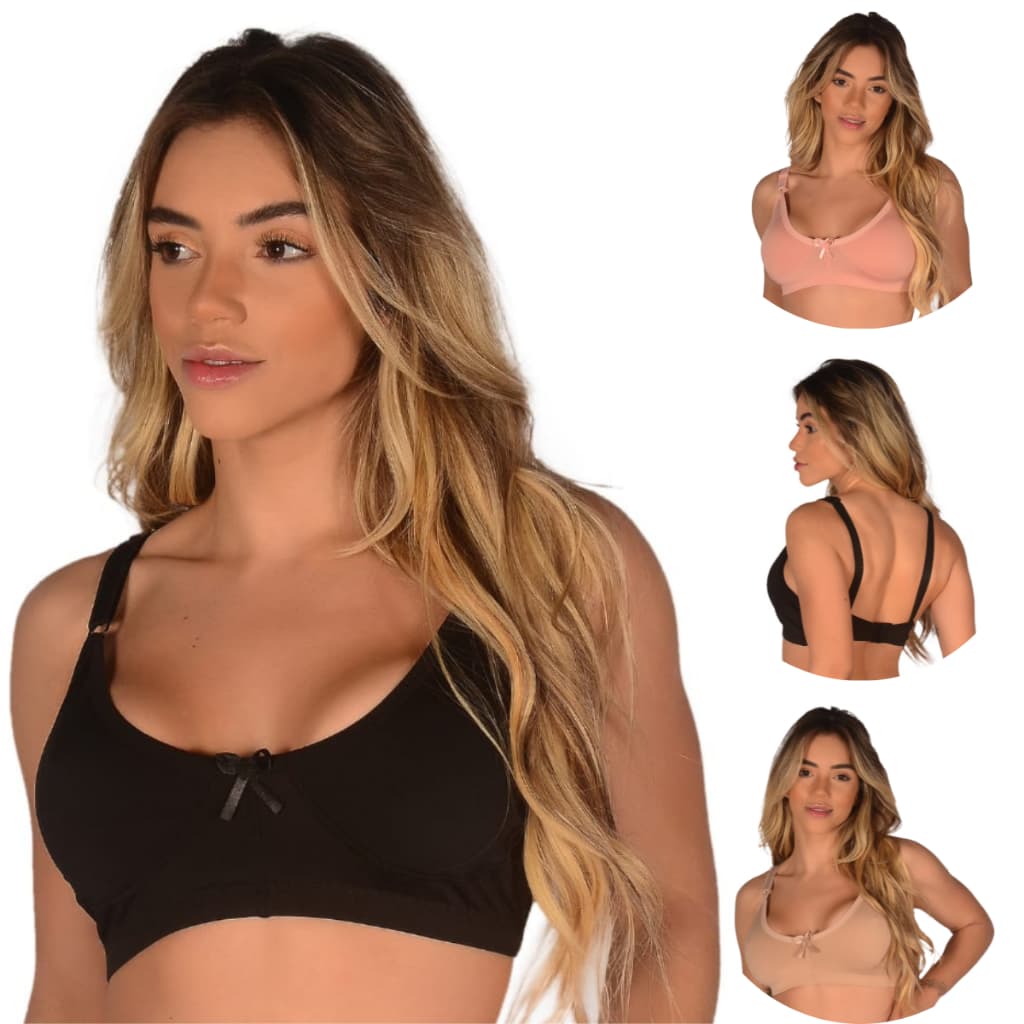 3 Sutiã Básico Alça Reforçada Sem Bojo Plus Size Sustentável