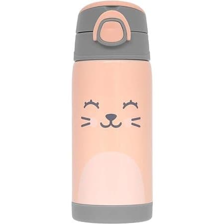 Garrafa CopoTérmico Parede Dupla Com Canudo 400ml Gumy Nude, Pêssego Buba