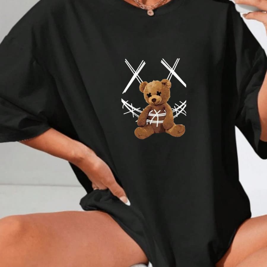 Camiseta feminino Estampada T shirt algodão Urso