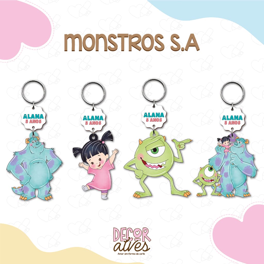 Monstros S.A - Chaveiro Personalizado MDF brilhoso Lembrancinha infantil