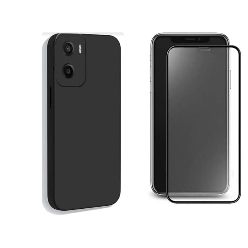 Kit 2X1 Motorola Moto G05- Película Privacidade Fosca Ceramica 3D + Capa Silicone Aveludada Colorida