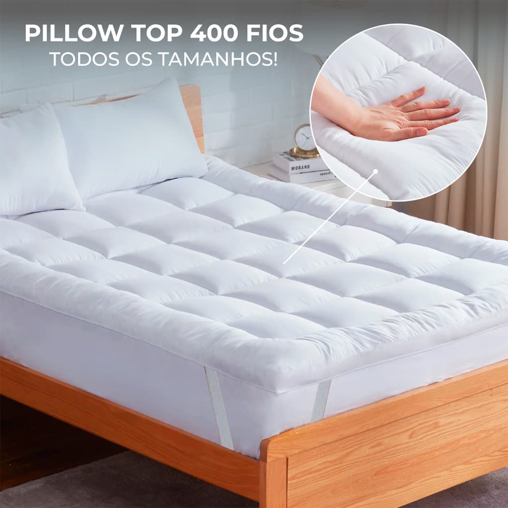 Pillow Top 400 Fios Protetor de Colchão Extra Macio King Queen Casal Solteiro