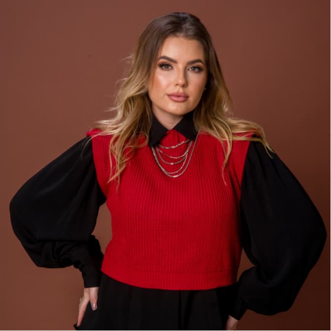 Coletinho de Trico Cropped Manga Estilosa Feminina Tricot Ótima Qualidade