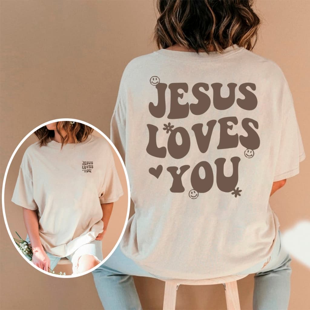 Camiseta Feminina Oversized ou T-shirt Estampa Gospel "Jesus Te Ama" Moda Cristã Lançamento Promoção