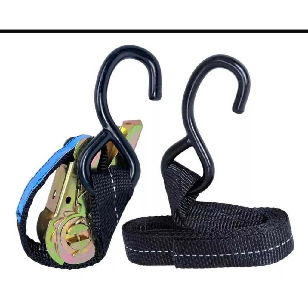 2 Conjuntos Cinta Catraca 3m X 25mm - 800kg Caiaque E Moto (Cinta Preta)