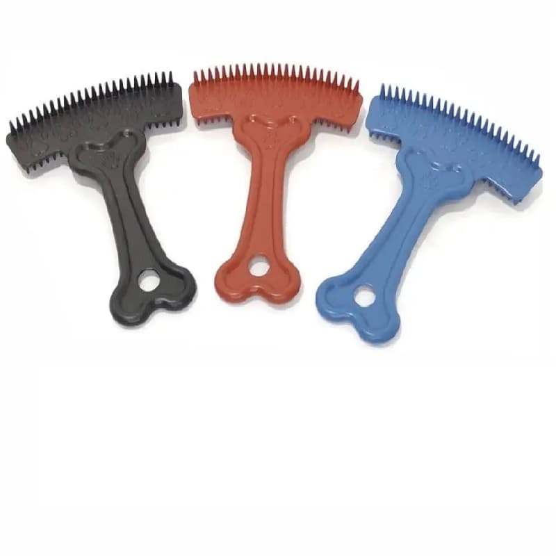 Kit 2X Escova Rastelo Pente Plastico 2D Para Pentear Cachorro e Gato Pet Tira Pêlos