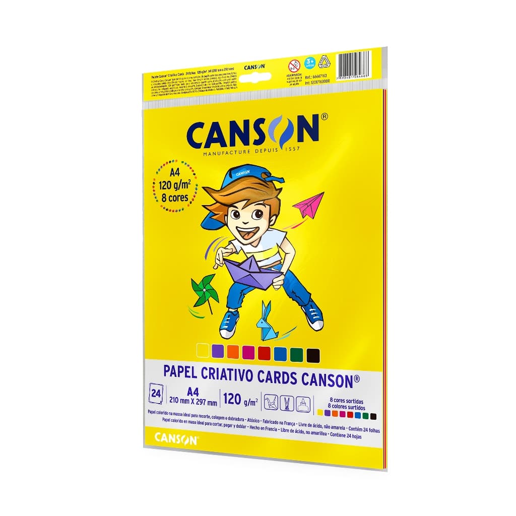 Papel Colorido Canson  A4 8 Cores Criativo Cards