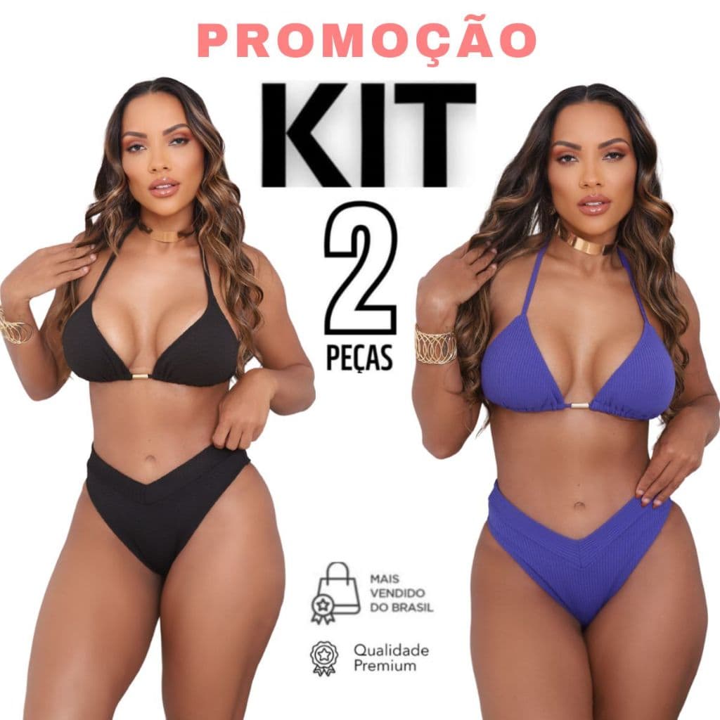 Kit 2 Biquíni Calcinha Asa Delta Cintura Alta Top Cortininha PROMOÇÃO