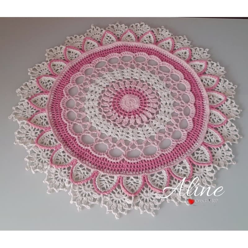 Centro de Mesa 70cm de Crochê - Centro de Mesa de Crochê Mandala do Amor