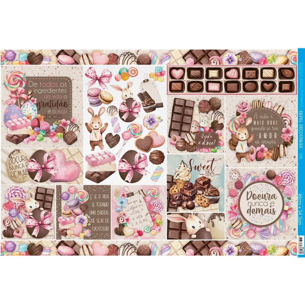 Papel Decoupage Grande 34,3x49 Coleção Chocolates PD 1093 Litoarte