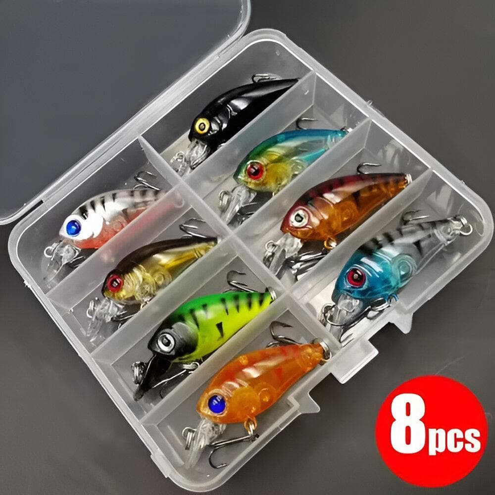 Kit 8 pçs iscas minnow de pesca conjunto flutuante topwater isca