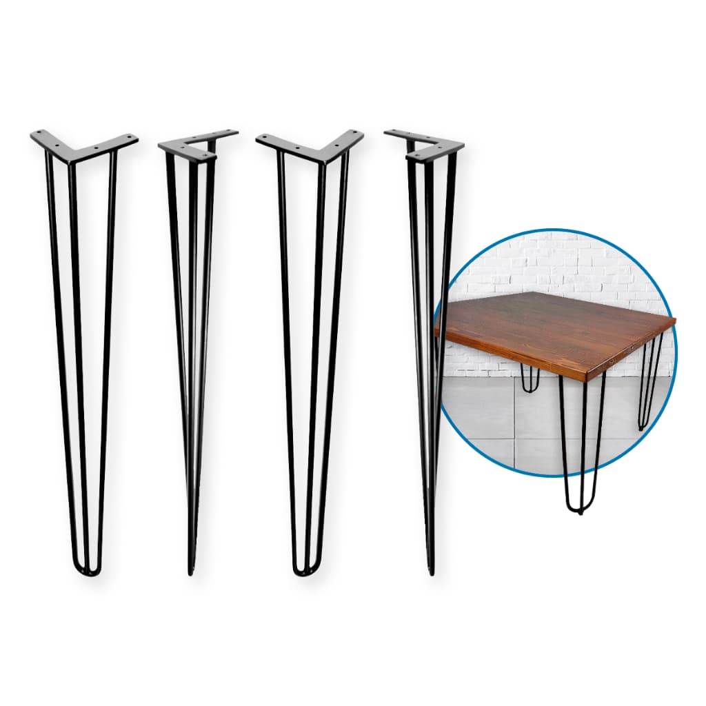 Pé De Móveis Reforçado Para Mesa De Churrasco e Área Externa Modelo Retrô 90cm 10mm Até 600kg em Aço Preto Kit 4un.