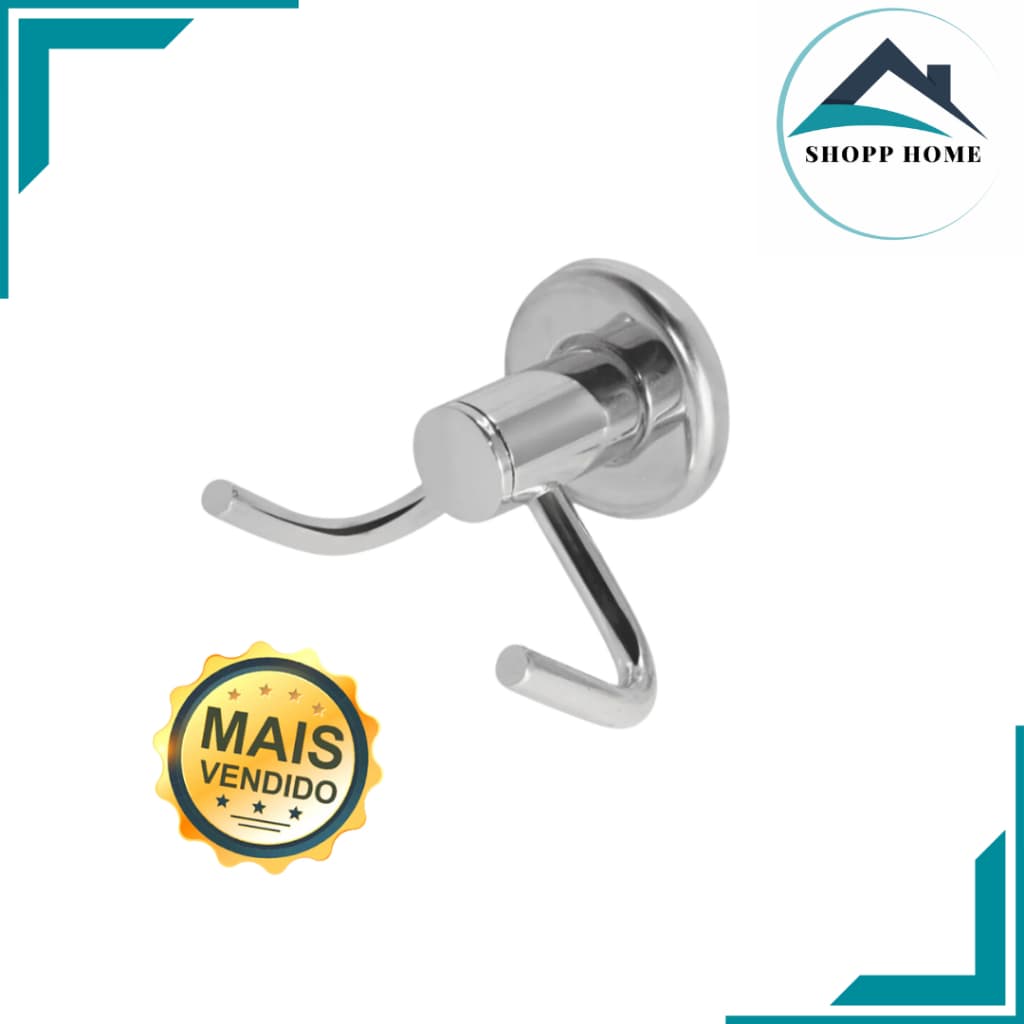 Gancho Cabide Duplo Para Banheiro, Lavabo, Lavanderia Aluminio E Aço Inox