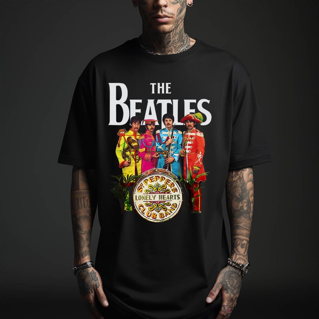 Camiseta Estampada ROCK THE BEATLES Camisa Gola Redonda Camisa Casual 100% Algodão Premium