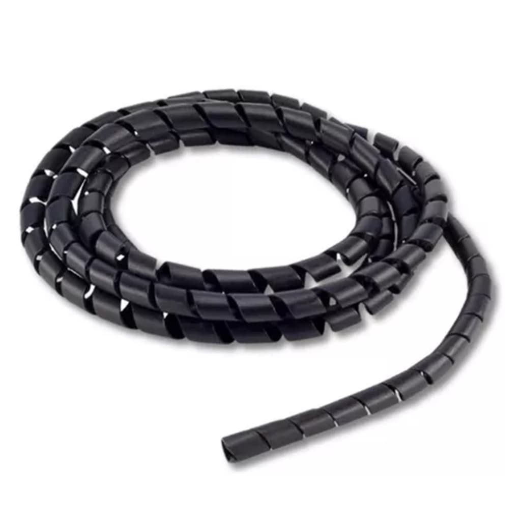 Organizador Protetor De Fios E Cabos Espiral Preto 10 Metros 12mm Para TV PC Escritório
