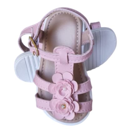 Sandalia Infantil Feminina Bebe Menina Tiras com Flores Confortavel Estilo Delicada