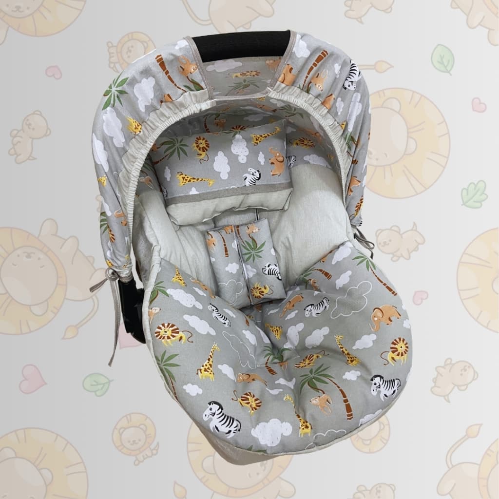 Capa de Bebê Conforto + Capota Solar + Protetores de Cinto e Travesseirinho 100% Algodão