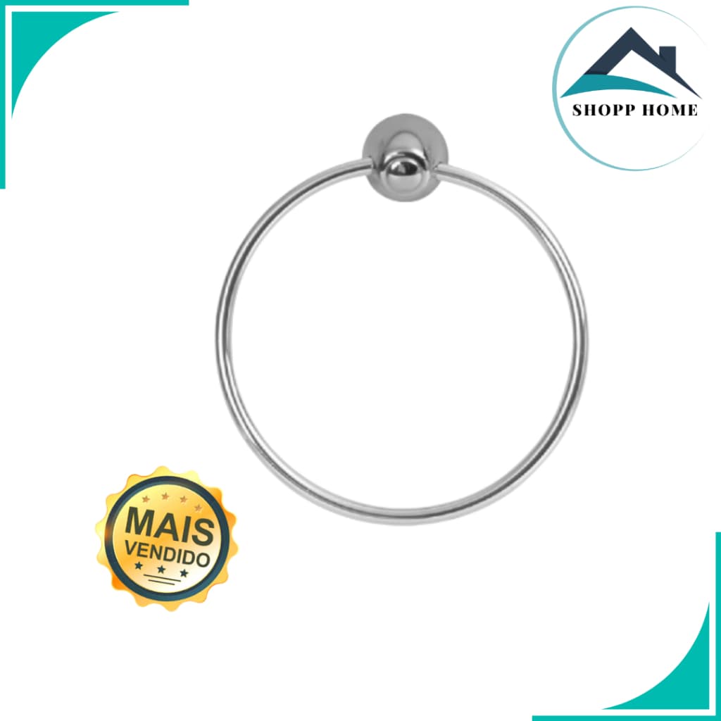 Porta Toalhas De Rosto Argola Parede Para Banheiro E Lavabo, Aluminio E Aço Inox Brilhante