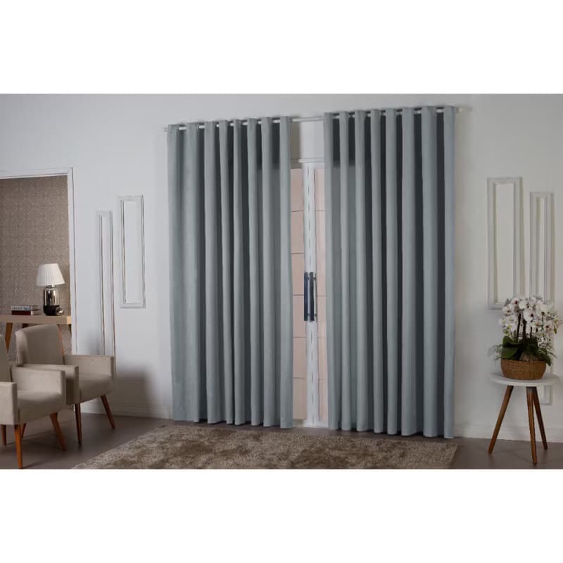 Cortina Roma Cor Cinza 3.00m x 2.20m Para Sala e Quarto