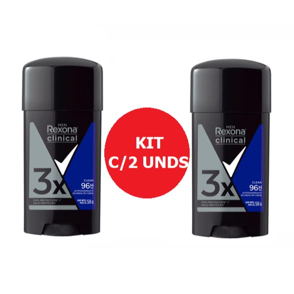 Kit 2 Desodorante Antitranspirante em Creme Rexona Clinical Masculino 96h
